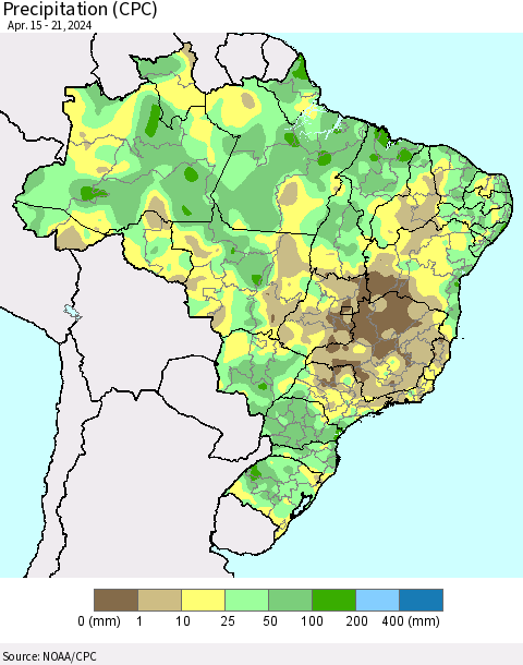 Brazil Precipitation (CPC) Thematic Map For 4/15/2024 - 4/21/2024