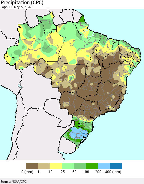 Brazil Precipitation (CPC) Thematic Map For 4/29/2024 - 5/5/2024