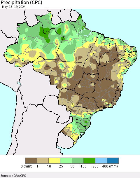 Brazil Precipitation (CPC) Thematic Map For 5/13/2024 - 5/19/2024