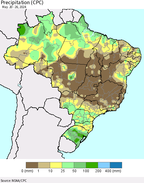 Brazil Precipitation (CPC) Thematic Map For 5/20/2024 - 5/26/2024