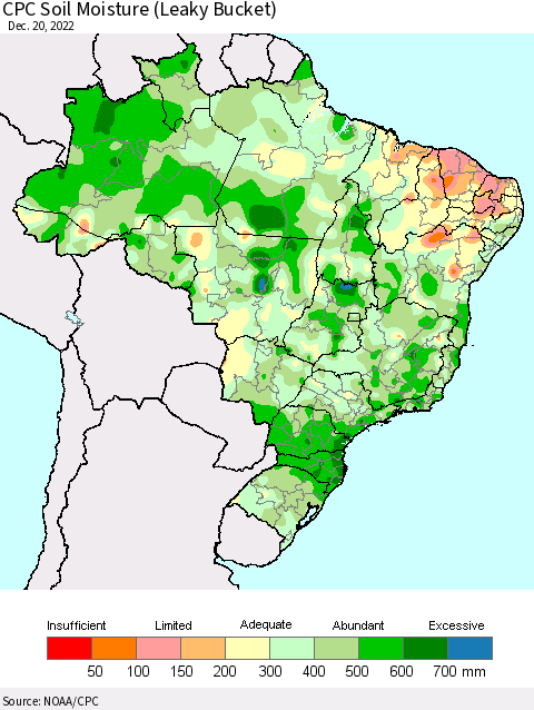 Brazil CPC Soil Moisture (Leaky Bucket) Thematic Map For 12/16/2022 - 12/20/2022