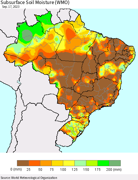 Brazil Subsurface Soil Moisture (WMO) Thematic Map For 9/11/2023 - 9/17/2023