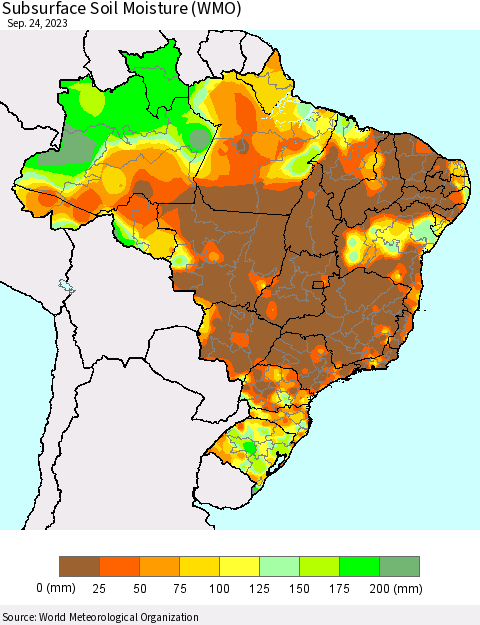 Brazil Subsurface Soil Moisture (WMO) Thematic Map For 9/18/2023 - 9/24/2023