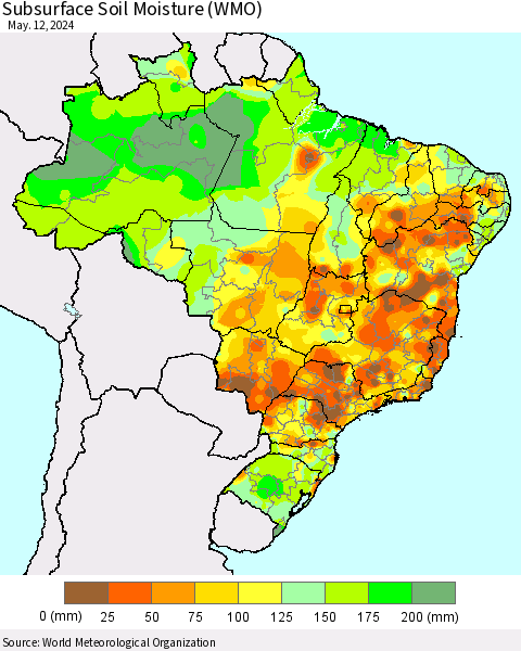 Brazil Subsurface Soil Moisture (WMO) Thematic Map For 5/6/2024 - 5/12/2024