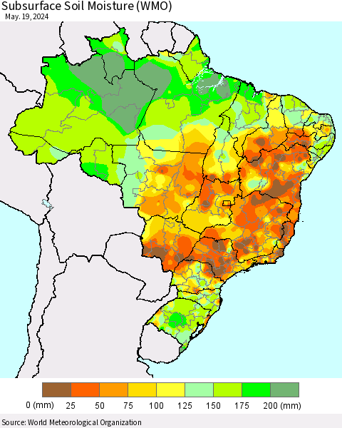 Brazil Subsurface Soil Moisture (WMO) Thematic Map For 5/13/2024 - 5/19/2024