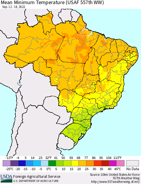 Brazil Mean Minimum Temperature (USAF 557th WW) Thematic Map For 9/12/2022 - 9/18/2022