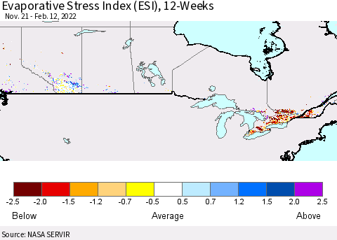 Canada Evaporative Stress Index (ESI), 12-Weeks Thematic Map For 2/7/2022 - 2/13/2022