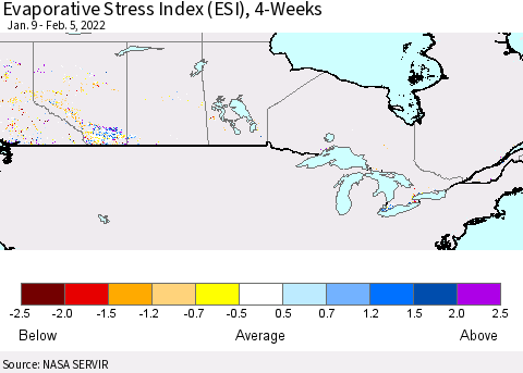 Canada Evaporative Stress Index (ESI), 4-Weeks Thematic Map For 1/31/2022 - 2/6/2022