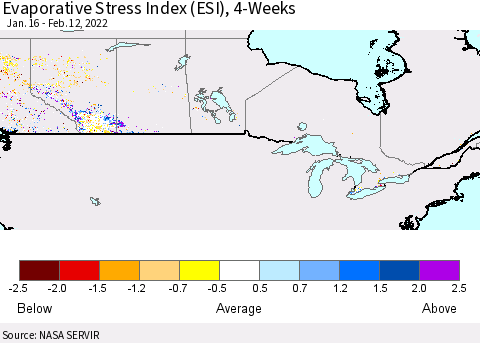 Canada Evaporative Stress Index (ESI), 4-Weeks Thematic Map For 2/7/2022 - 2/13/2022