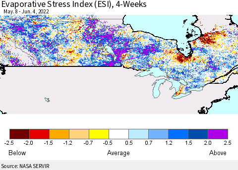 Canada Evaporative Stress Index (ESI), 4-Weeks Thematic Map For 5/30/2022 - 6/5/2022