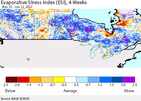 Canada Evaporative Stress Index (ESI), 4-Weeks Thematic Map For 6/6/2022 - 6/12/2022