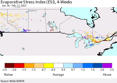 Canada Evaporative Stress Index (ESI), 4-Weeks Thematic Map For 2/6/2023 - 2/12/2023