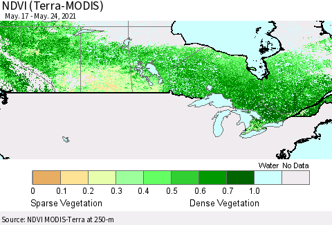 Canada NDVI (Terra-MODIS) Thematic Map For 5/17/2021 - 5/24/2021