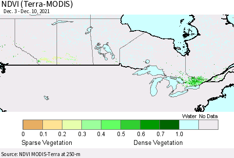 Canada NDVI (Terra-MODIS) Thematic Map For 12/3/2021 - 12/10/2021