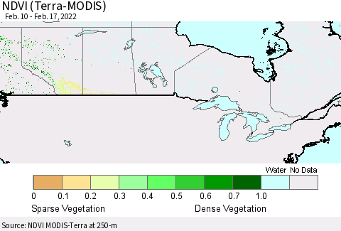 Canada NDVI (Terra-MODIS) Thematic Map For 2/10/2022 - 2/17/2022