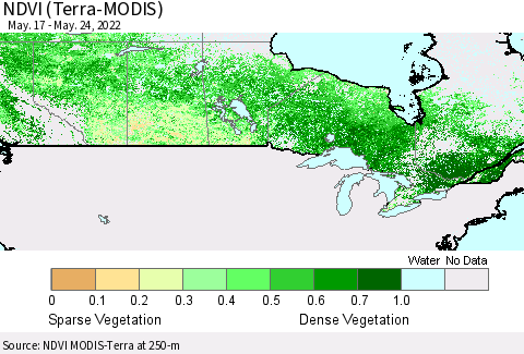 Canada NDVI (Terra-MODIS) Thematic Map For 5/17/2022 - 5/24/2022