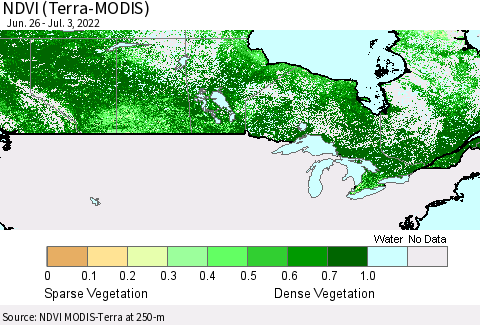 Canada NDVI (Terra-MODIS) Thematic Map For 6/26/2022 - 7/3/2022