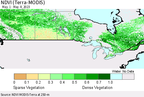 Canada NDVI (Terra-MODIS) Thematic Map For 5/1/2023 - 5/8/2023