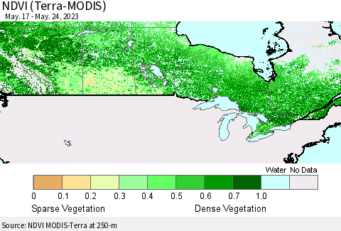 Canada NDVI (Terra-MODIS) Thematic Map For 5/17/2023 - 5/24/2023