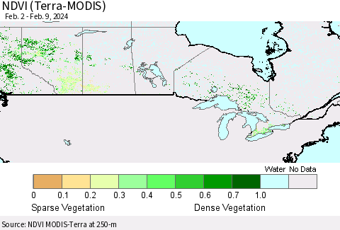 Canada NDVI (Terra-MODIS) Thematic Map For 2/2/2024 - 2/9/2024