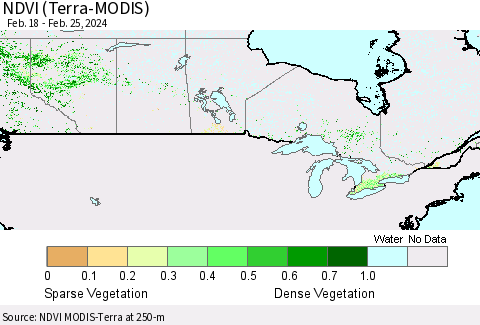 Canada NDVI (Terra-MODIS) Thematic Map For 2/18/2024 - 2/25/2024