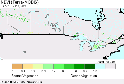 Canada NDVI (Terra-MODIS) Thematic Map For 2/26/2024 - 3/4/2024