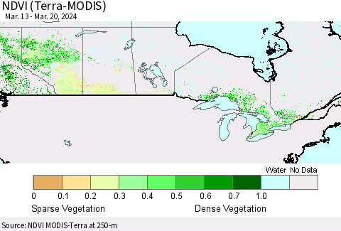 Canada NDVI (Terra-MODIS) Thematic Map For 3/13/2024 - 3/20/2024