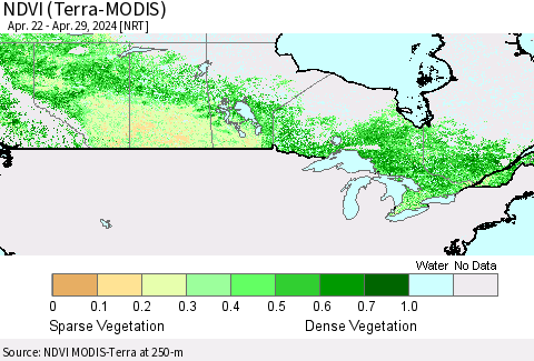 Canada NDVI (Terra-MODIS) Thematic Map For 4/22/2024 - 4/29/2024