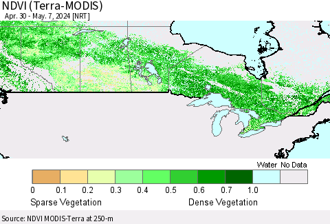 Canada NDVI (Terra-MODIS) Thematic Map For 4/30/2024 - 5/7/2024