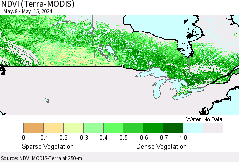 Canada NDVI (Terra-MODIS) Thematic Map For 5/8/2024 - 5/15/2024