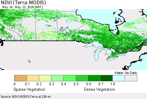 Canada NDVI (Terra-MODIS) Thematic Map For 5/16/2024 - 5/23/2024