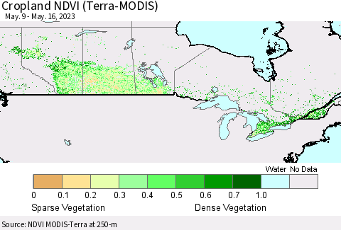 Canada Cropland NDVI (Terra-MODIS) Thematic Map For 5/9/2023 - 5/16/2023