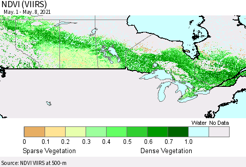 Canada NDVI (VIIRS) Thematic Map For 5/1/2021 - 5/8/2021