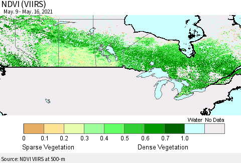 Canada NDVI (VIIRS) Thematic Map For 5/9/2021 - 5/16/2021