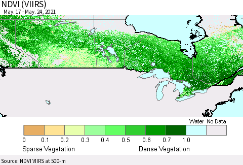 Canada NDVI (VIIRS) Thematic Map For 5/17/2021 - 5/24/2021
