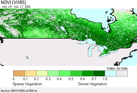 Canada NDVI (VIIRS) Thematic Map For 6/10/2021 - 6/17/2021