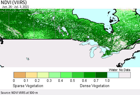 Canada NDVI (VIIRS) Thematic Map For 6/26/2021 - 7/3/2021