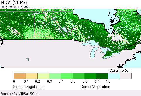 Canada NDVI (VIIRS) Thematic Map For 8/29/2021 - 9/5/2021