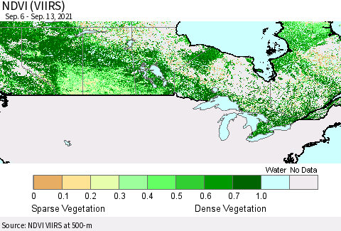 Canada NDVI (VIIRS) Thematic Map For 9/6/2021 - 9/13/2021