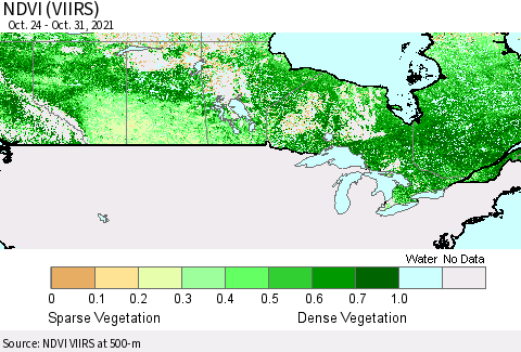 Canada NDVI (VIIRS) Thematic Map For 10/24/2021 - 10/31/2021