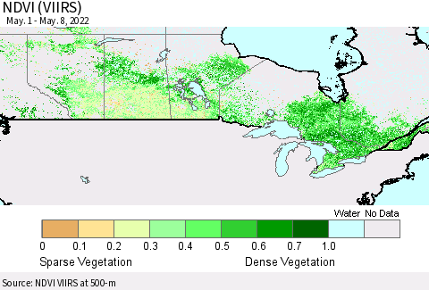 Canada NDVI (VIIRS) Thematic Map For 5/1/2022 - 5/8/2022