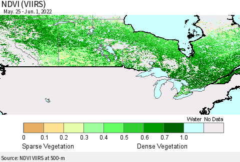 Canada NDVI (VIIRS) Thematic Map For 5/25/2022 - 6/1/2022