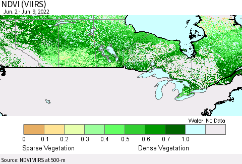 Canada NDVI (VIIRS) Thematic Map For 6/2/2022 - 6/9/2022