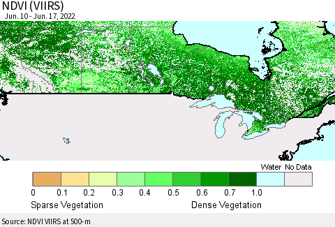 Canada NDVI (VIIRS) Thematic Map For 6/10/2022 - 6/17/2022