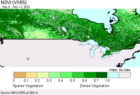 Canada NDVI (VIIRS) Thematic Map For 9/6/2022 - 9/13/2022
