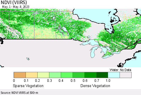 Canada NDVI (VIIRS) Thematic Map For 5/1/2023 - 5/8/2023