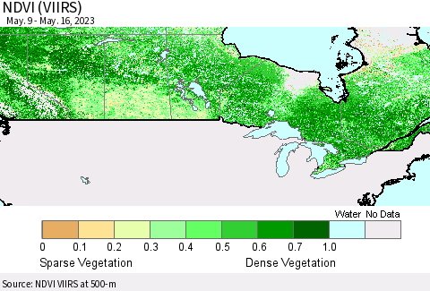 Canada NDVI (VIIRS) Thematic Map For 5/9/2023 - 5/16/2023