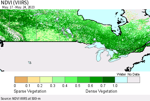 Canada NDVI (VIIRS) Thematic Map For 5/17/2023 - 5/24/2023