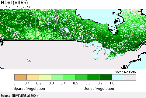 Canada NDVI (VIIRS) Thematic Map For 6/2/2023 - 6/9/2023