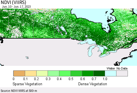 Canada NDVI (VIIRS) Thematic Map For 6/10/2023 - 6/17/2023